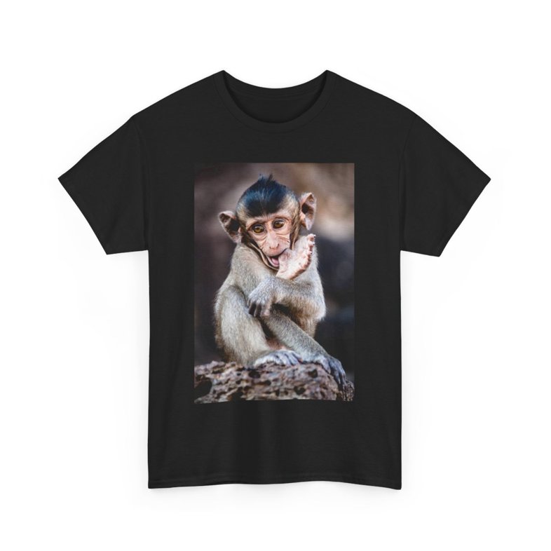 Cute Little Monkey – Playful & Adorable Design - Unisex Heavy Cotton Tee