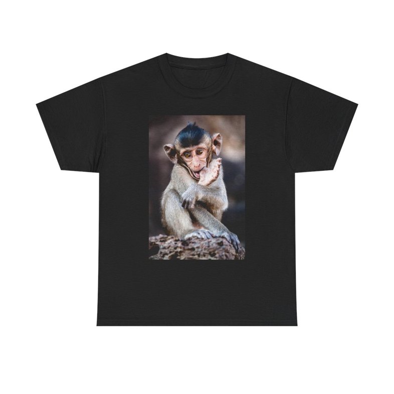 Cute Little Monkey – Playful & Adorable Design - Unisex Heavy Cotton Tee